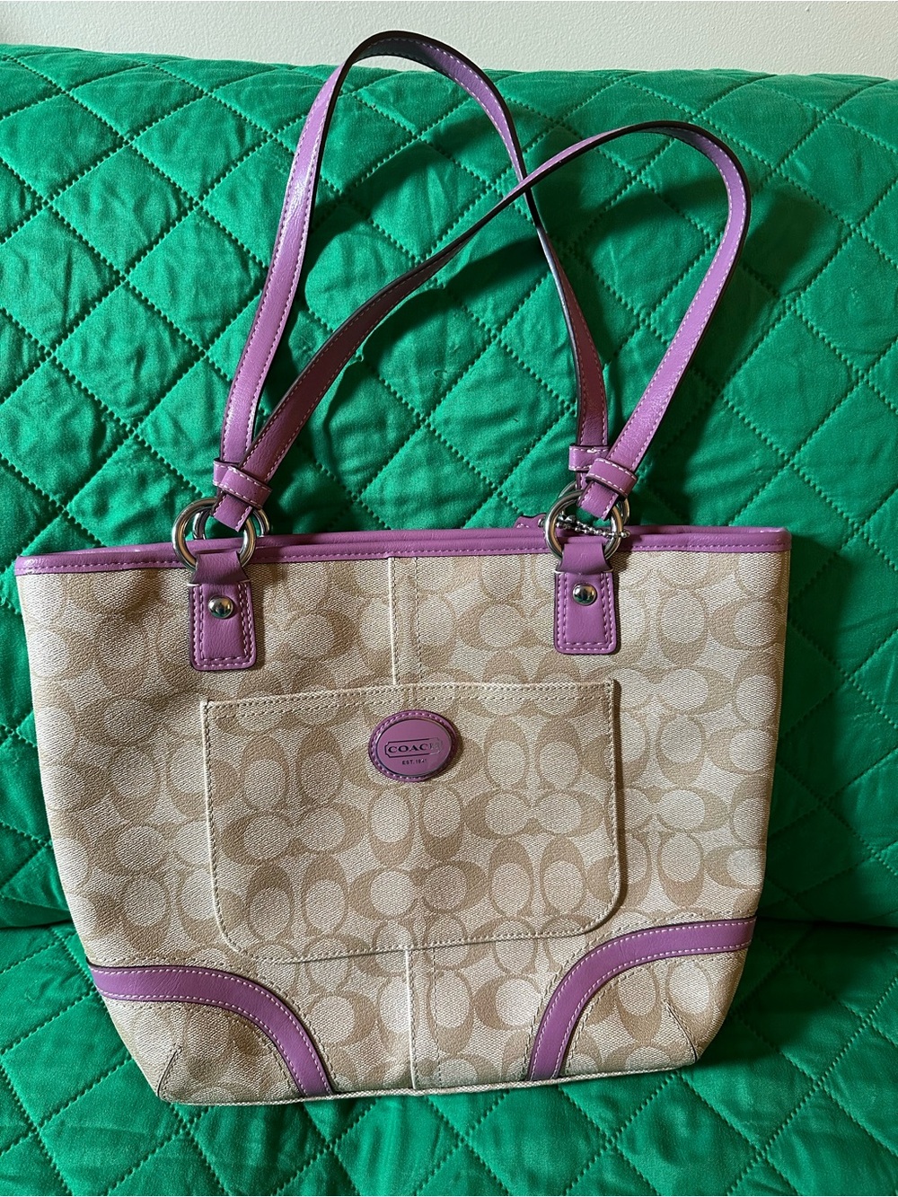Coach Peyton with Purple Handle and Trimmings- Like New Condition